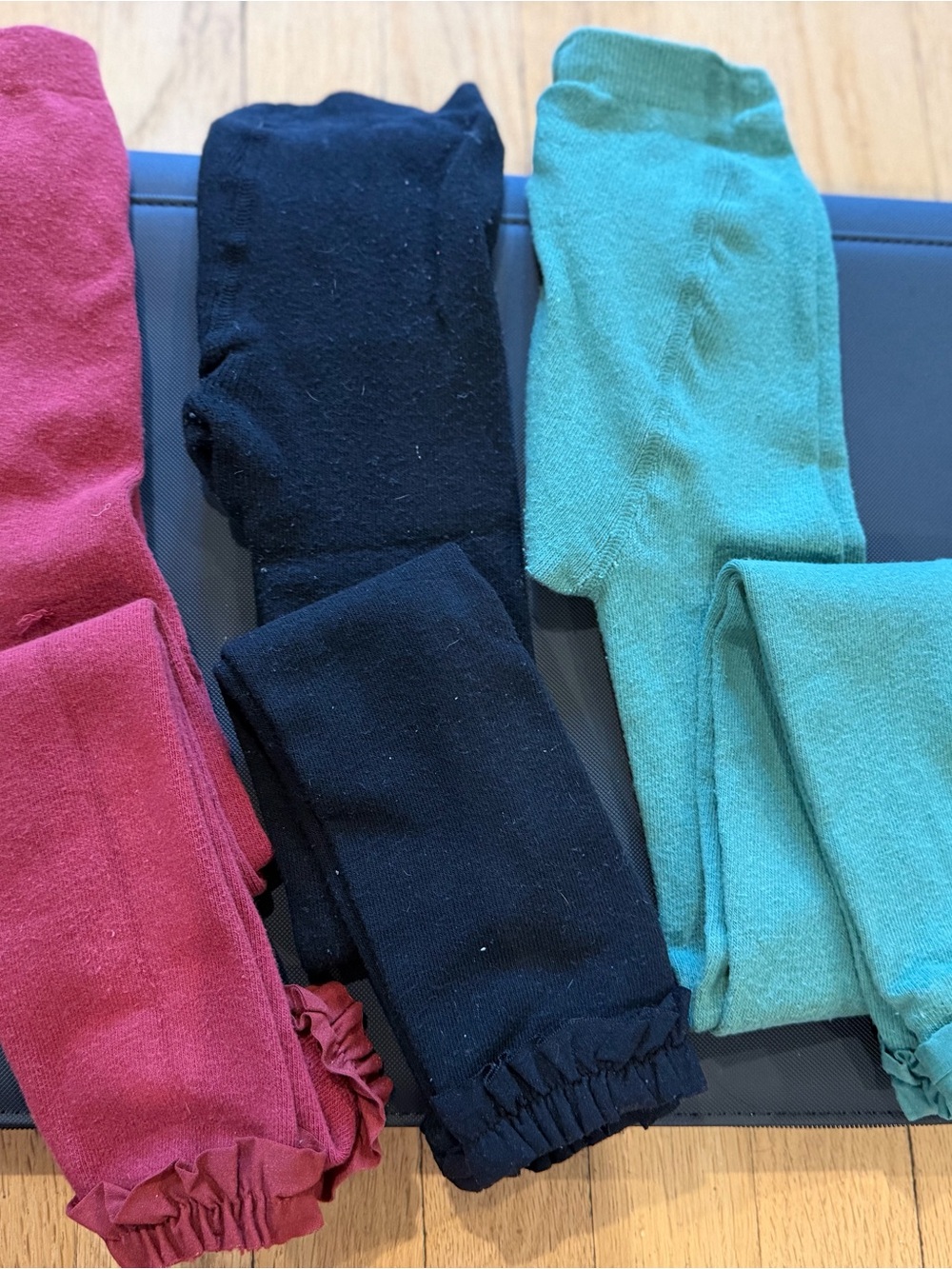Kids Cotton Blend Leggings - Pink, Black, Teal rufflebutts